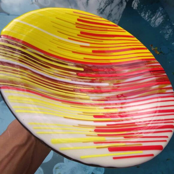 Decorative Three-Layered Fused Art Glass Plate/Bowl in Warm Tones - Picture 4 of 11